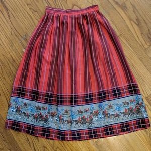 Vintage M  Pleatee Knee Length Skirt with Pockets